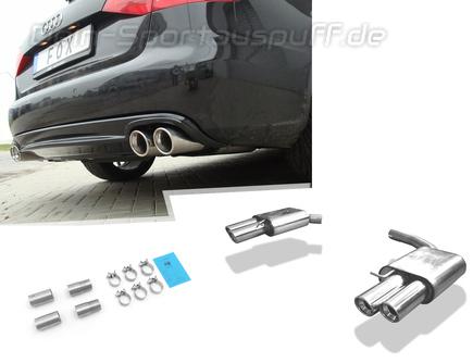 Fox Edelstahl Duplex Sportauspuff Audi A5 Cabrio inkl. Quattro 2x90mm rund eingerollt abgeschrägt mit Absorber