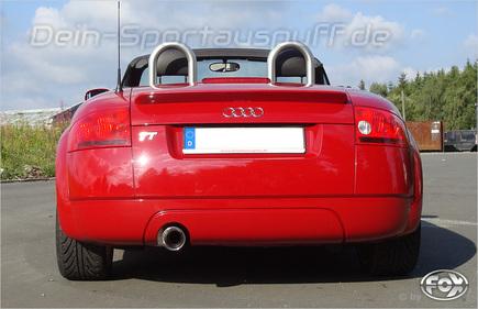 Fox Edelstahl Sportauspuff Audi TT 8N Coupe u. Roadster 1x100mm rund eingerollt gerade mit Absorber