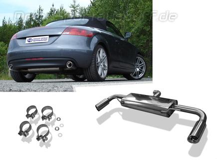Fox Edelstahl Duplex Sportauspuff Audi TT 8J quattro Coupe u. Roadster 1x90mm rund eingerollt abgeschrägt mit Absorber