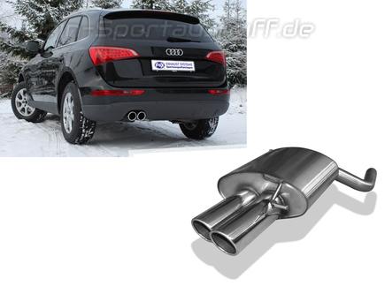Fox Edelstahl Sportauspuff Audi Q5 TDI 2x90mm rund eingerollt abgeschrägt mit Absorber