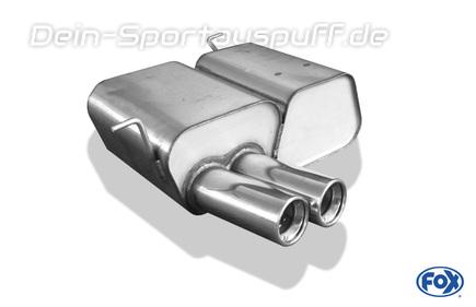 Fox Edelstahl Sportauspuff BMW 3er E46 316Ti u. 318Ti Compact 2x80mm rund eingerollt gerade mit Absorber