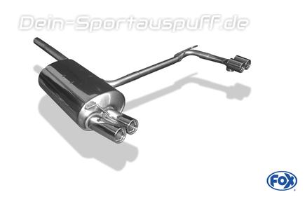 Fox Edelstahl Duplex Sportauspuff BMW 3er E46 320d Limousine/Touring/Coupe/Cabrio 2x76mm rund eingerollt gerade mit Absorber