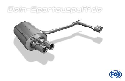 Fox Edelstahl Duplex Sportauspuff BMW 3er E46 330d u. 330xd Limousine/Touring/Coupe/Cabrio 2x76mm rund eingerollt gerade mit Absorber