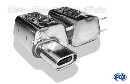 Fox Edelstahl Sportauspuff BMW 3er E90 E91 318i 320i 135x80mm flachoval eingerollt abgeschrägt mit Absorber