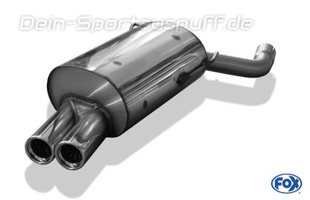 Fox Edelstahl Sportauspuff BMW 5er E39 Limousine 2x76mm rund eingerollt gerade mit Absorber