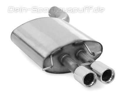 Fox Edelstahl Sportauspuff BMW 5er E60 E61 535d Limousine u. Touring 2x80mm rund eingerollt gerade mit Absorber