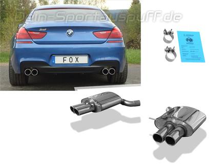 Fox Edelstahl Duplex Sportauspuff BMW 6er F12 F13 650i Cabrio u. Coupe 2x90mm rund eingerollt abgeschrägt