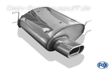 Fox Edelstahl Sportauspuff BMW Z3 Roadster u. Coupe 2.0l 2.8l 135x80mm flachoval eingerollt abgeschrägt mit Absorber