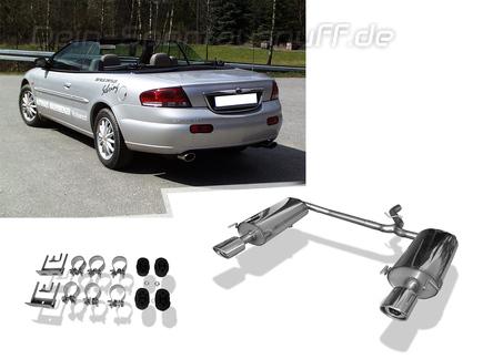Fox Edelstahl Duplex Sportauspuff Chrysler Sebring Coupe & Cabrio Typ JR Bj.00-07 115x85mm oval eingerollt abgeschrägt mit Absorber