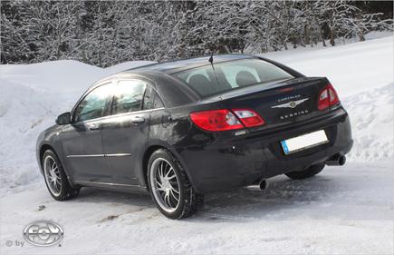 Fox Edelstahl Duplex Sportauspuff Chrysler Sebring Limousine Typ JS Bj.07-10 je 100mm rund doppelwandig schräg