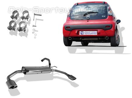 Fox Edelstahl Duplex Sportauspuff Citroen C1 106x71mm oval eingerollt abgeschrägt mit Absorber