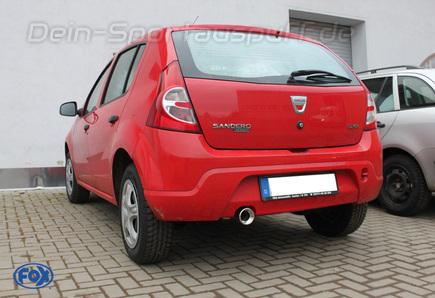 Fox Edelstahl Endrohrbogen Dacia Sandero I ab 2008 1x90mm rund eingerollt gerade mit Absorber