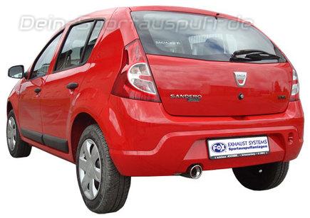 Fox Edelstahl Endrohrbogen Dacia Sandero I ab 2008 1x90mm rund eingerollt abgeschrägt mit Absorber