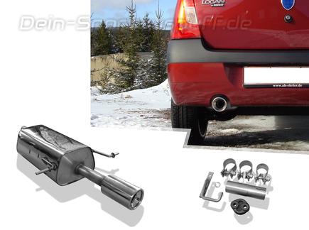 Fox Edelstahl Sportauspuff Dacia Logan I Limousine ab 2004 1x90mm rund eingerollt gerade mit Absorber