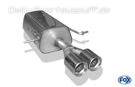 Fox Edelstahl Sportauspuff Dacia Logan I Limousine ab 2004 2x80mm rund eingerollt gerade mit Absorber