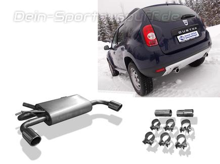 Fox Edelstahl Duplex Sportauspuff Dacia Duster 4x4 1x80mm rund eingerollt abgeschrägt
