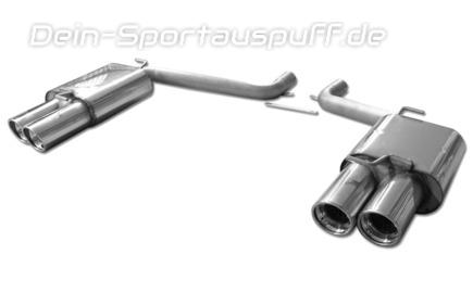 Fox Edelstahl Duplex Sportauspuff Dodge Challenger LC ab 2008 2x100mm rund eingerollt abgeschrägt mit Absorber