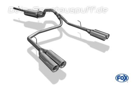 Fox Duplex Edelstahl Halbanlage ab Kat. Dodge RAM 1500 je 2x100mm rund eingerollt gerade mit Absorber