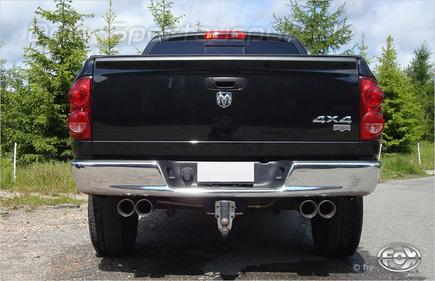 Fox Edelstahl Halbanlage ab Kat. Dodge RAM 1500 2x100mm rund eingerollt abgeschrägt mit Absorber
