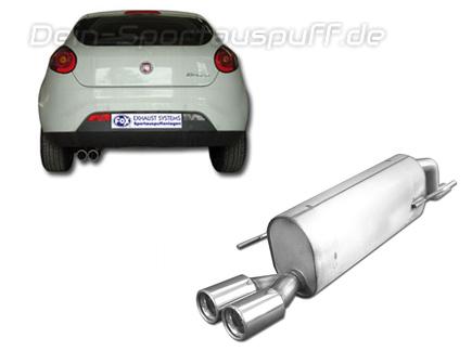 Fox Edelstahl Sportauspuff Fiat Bravo 1.4l Typ 198 ab 2007 (Mod. ohne Stoßstangenausschnitt) 2x76mm rund eingerollt gerade mit Absorber