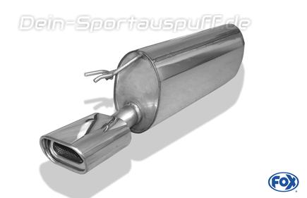 Fox Edelstahl Sportauspuff Fiat Bravo 1.4l Typ 198 ab 2007 (Mod. mit Stoßstangenausschnitt) 135x80mm flachoval eingerollt abgeschrägt mit Absorber