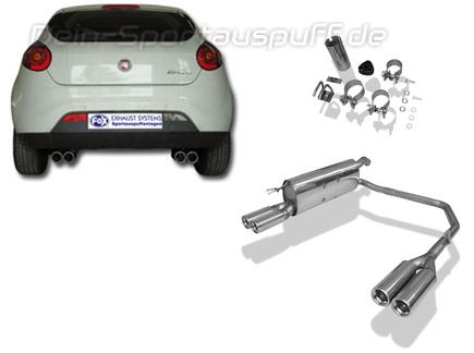 Fox Edelstahl Duplex Sportauspuff Fiat Bravo 1.4l Typ 198 ab 2007 2x76mm rund eingerollt gerade mit Absorber
