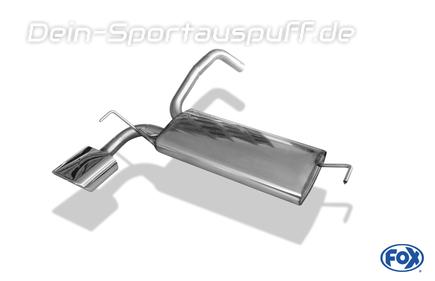 Fox Edelstahl Sportauspuff Ford KA II ab 2009 150x70mm flachoval eingerollt abgeschrägt mit Absorber