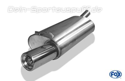 Fox Edelstahl Sportauspuff Ford Fiesta MK3 Typ GFJ Bj.89-96 1x80mm rund eingerollt gerade mit Absorber