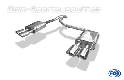 Fox Edelstahl Duplex Sportauspuff Ford Mondeo MK4 Stufenheck ab 2007 2x106x71mm oval eingerollt abgeschrägt mit Absorber