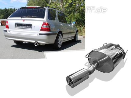 Fox Edelstahl Sportauspuff Honda Civic 6 Aerodeck 1x90mm rund eingerollt gerade mit Absorber