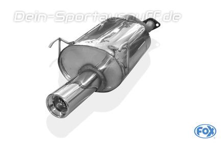 Fox Edelstahl Sportauspuff Honda Civic 6 Schrägheck EJ9 1x90mm rund eingerollt gerade mit Absorber