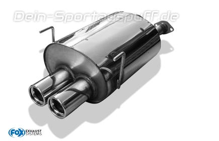 Fox Edelstahl Sportauspuff Honda Civic 6 Schrägheck EJ9 2x76mm rund eingerollt gerade mit Absorber