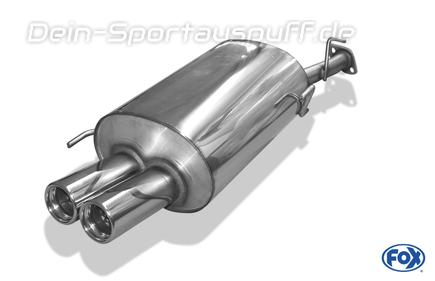 Fox Edelstahl Sportauspuff Honda Prelude 4 Typ BB1 BB2 BB3 Bj.92-96 2x76mm rund eingerollt gerade mit Absorber