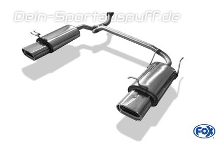 Fox Edelstahl Duplex Sportauspuff Hyundai Accent 2 Typ LC Bj.00-05 160x80mm flachoval eingerollt abgeschrägt mit Absorber