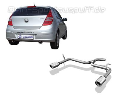 Fox Edelstahl Duplex Endrohrgeweih Hyundai i30 - Modelle aus Korea ab 2007 1x90mm rund eingerollt abgeschrägt mit Absorber
