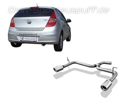 Fox Edelstahl Duplex Endrohrgeweih Hyundai i30 - Modelle aus CZ ab 2008 1x90mm rund eingerollt abgeschrägt mit Absorber