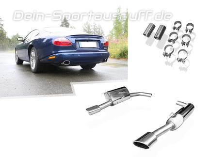 Fox Edelstahl Duplex Sportauspuff Jaguar XK8 u. XKR Coupe Cabrio 4.2l Bj.96-05 115x85mm oval eingerollt seitlich abgeschrägt