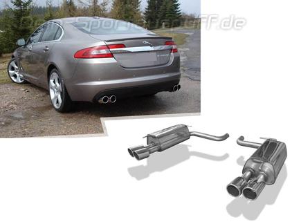 Fox Edelstahl Duplex Sportauspuff Jaguar XF Typ CC9 4.2l 2x90mm rund eingerollt abgeschrägt