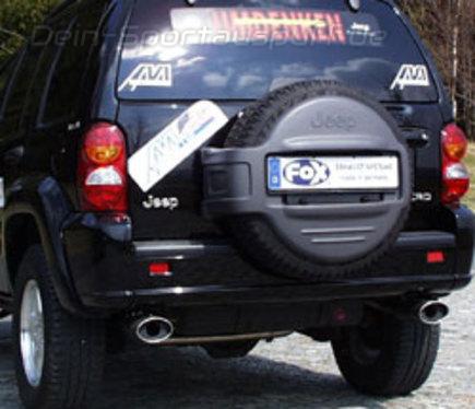 Fox Edelstahl Duplex Sportauspuff Jeep Cherokee KJ Bj.01-08 115x85mm oval eingerollt abgeschrägt mit Absorber