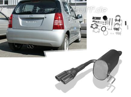 Fox Edelstahl Sportauspuff mittig Kia Picanto 2x70mm rund eingerollt abgeschrägt