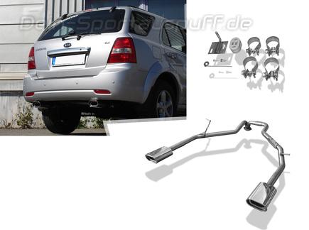 Fox Edelstahl Duplex Endrohrgeweih Kia Sorento Typ JC 135x80mm flachoval eingerollt abgeschrägt mit Absorber