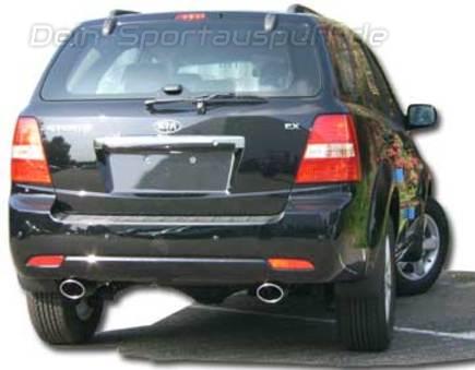Fox Edelstahl Duplex Endrohrgeweih Kia Sorento Typ JC Facelift 2.5l CRDi 115x85mm oval eingerollt abgeschrägt mit Absorber
