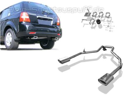Fox Edelstahl Duplex Endrohrgeweih Kia Sorento Typ JC Facelift 2.5l CRDi 135x80mm flachoval eingerollt abgeschrägt mit Absorber