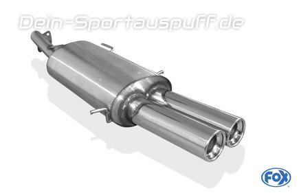 Fox Edelstahl Sportauspuff Mazda 323 S - BG Stufenheck Bj.89-94 2x80mm rund eingerollt gerade mit Absorber