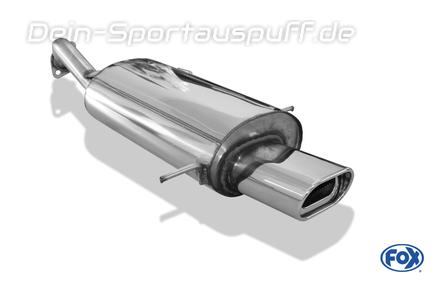 Fox Edelstahl Sportauspuff Mazda 323 S - BG Stufenheck Bj.89-94 135x80mm flachoval eingerollt abgeschrägt mit Absorber