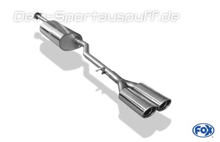 Fox Edelstahl Sportauspuff Mercedes A-Klasse W168 1.4l 1.6l 1.9l 2x88x74mm oval eingerollt abgeschrägt mit Absorber