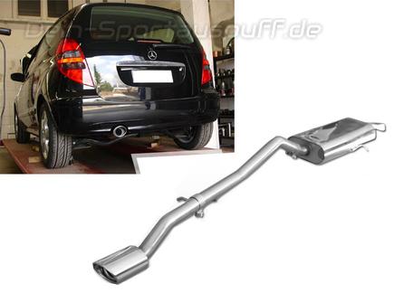 Fox Edelstahl Sportauspuff Mercedes A-Klasse W169 115x85mm oval eingerollt abgeschrägt mit Absorber