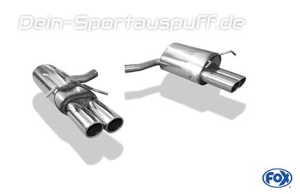 Fox Edelstahl Duplex Sportauspuff Mercedes C-Klasse W204 S204 6-Zylinder Limousine u. T-Modell mit Serien-Stoßstange 2x80mm rund eingerollt abgeschrägt