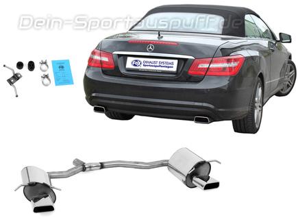 Fox Edelstahl Duplex Sportauspuff Mercedes E-Klasse Cabrio A207 4-Zylinder (Baureihe W212) 145x65mm trapezförmig eingerollt nach unten & seitlich abgeschrägt