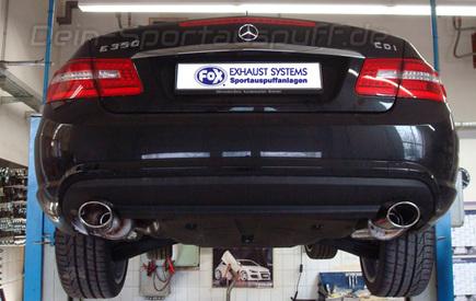 Fox Edelstahl Duplex Sportauspuff Mercedes E-Klasse Cabrio A207 6-Zylinder (Baureihe W212) 115x85mm oval eingerollt abgeschrägt